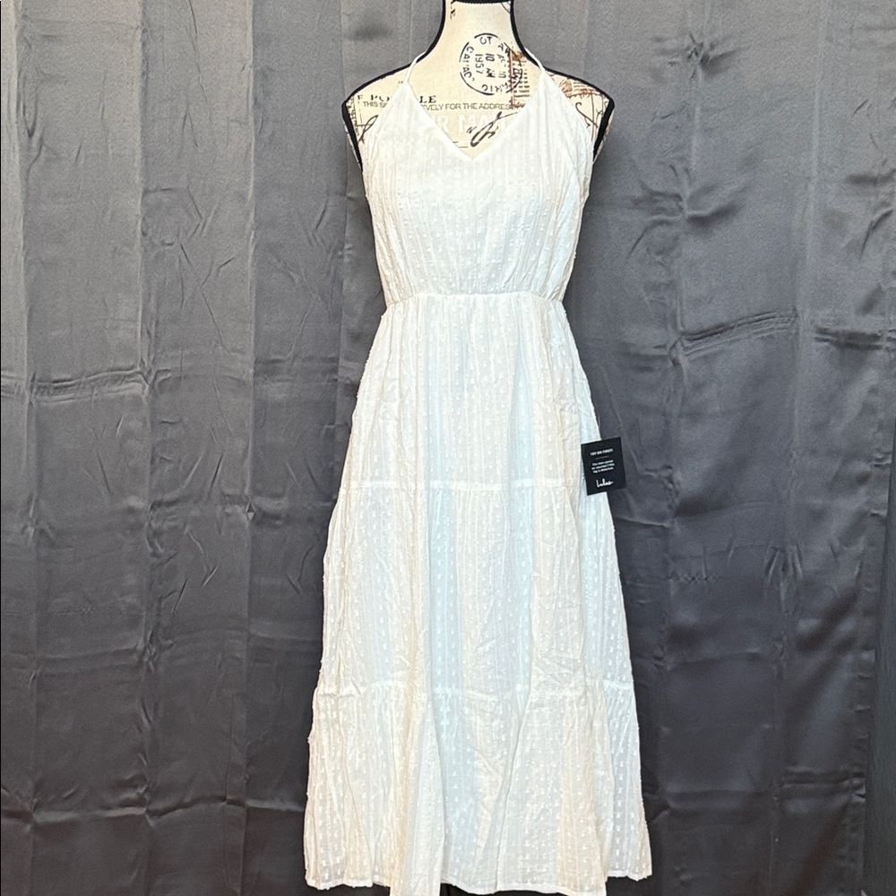LULUS Elegant White Sleeveless Halter Dress
